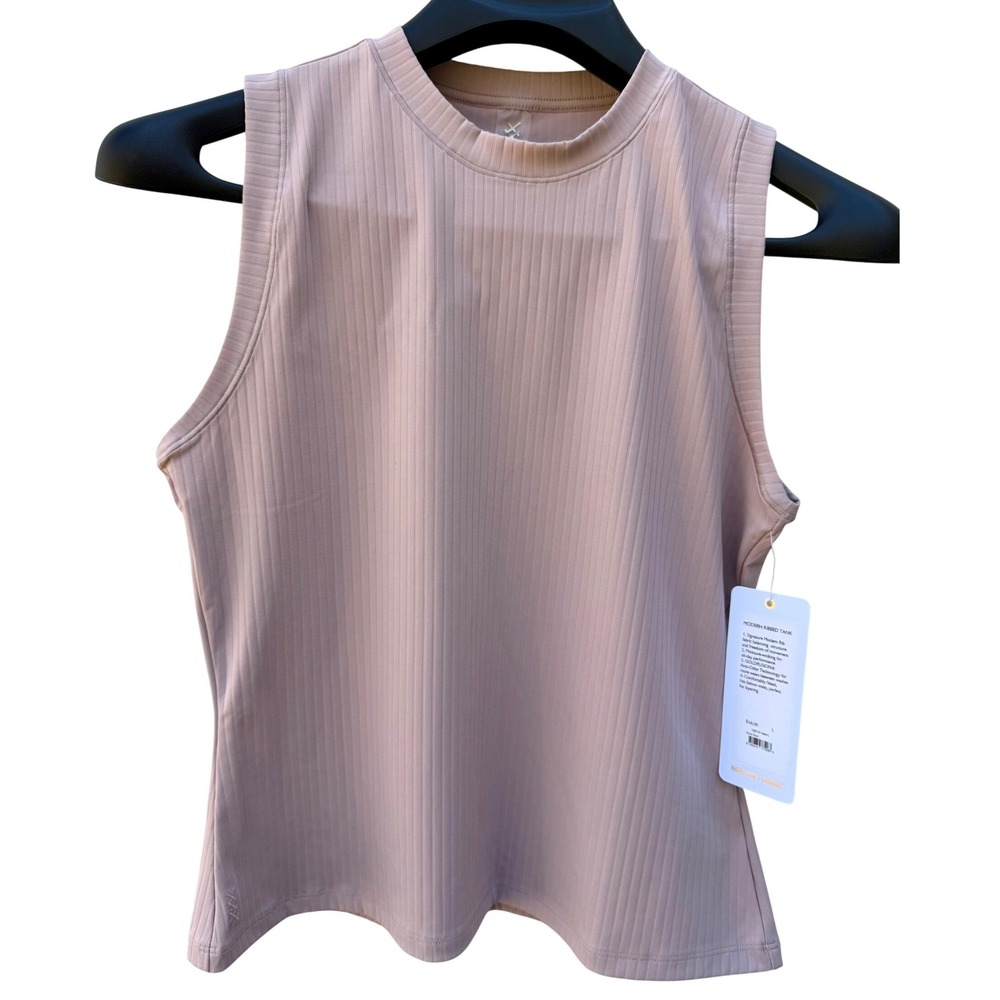 Rhone Modern Ribbed Tank Rose Dust Pink Sleeveless Active Top 200197-664-L Large